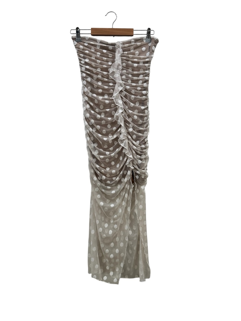 MAJORELLE Nude Mesh Strapless Polkadot Dress - Picture 2 of 6
